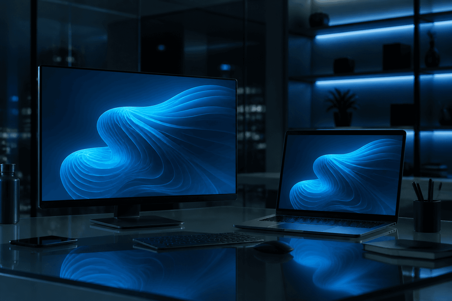 Multi-page product website on a large display