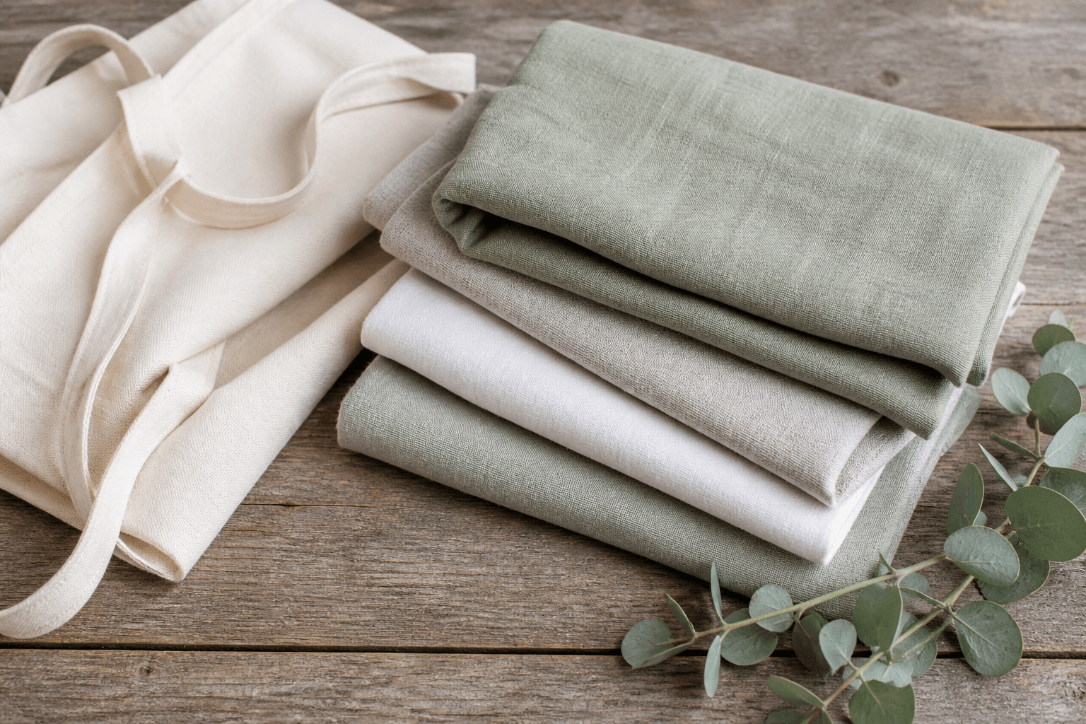 Linen shop product flat lay for an online store