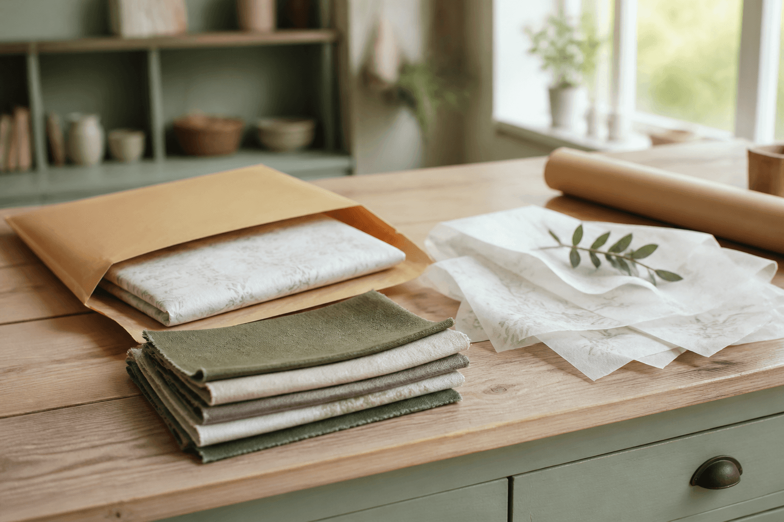 Linen shop product flat lay for an online store